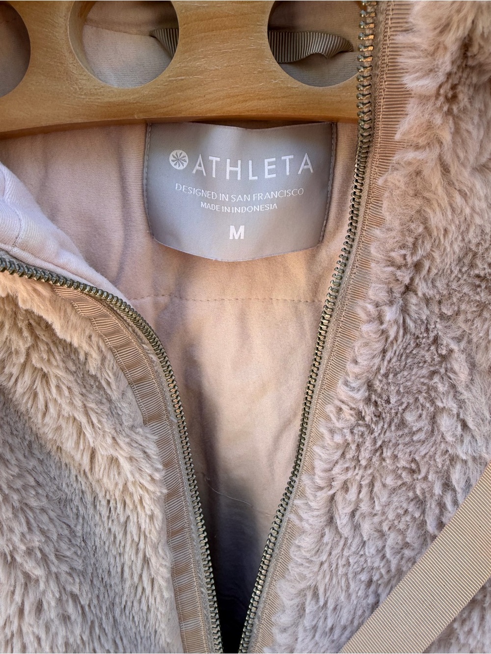 Athleta Plush Faux-Sherpa Zip Jacket in Taupe - Picture 3 of 5